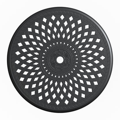 30” Black Aluminum Patio Dining Table with Umbrella Hole