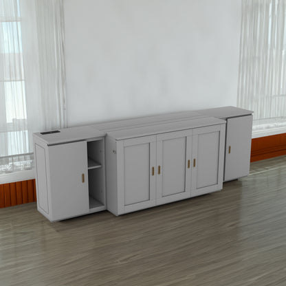 Full Murphy Bed with Shelves Gray