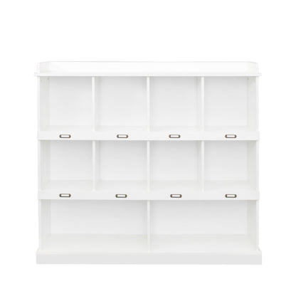 White 10-Shelf Bookcase – Cubbyhole Storage with Adjustable Dividers