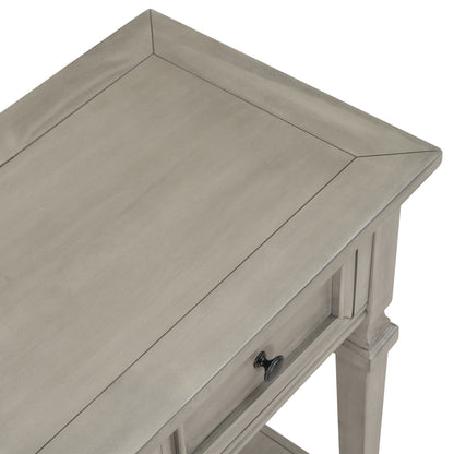 Gray Wood Console Table with Drawers