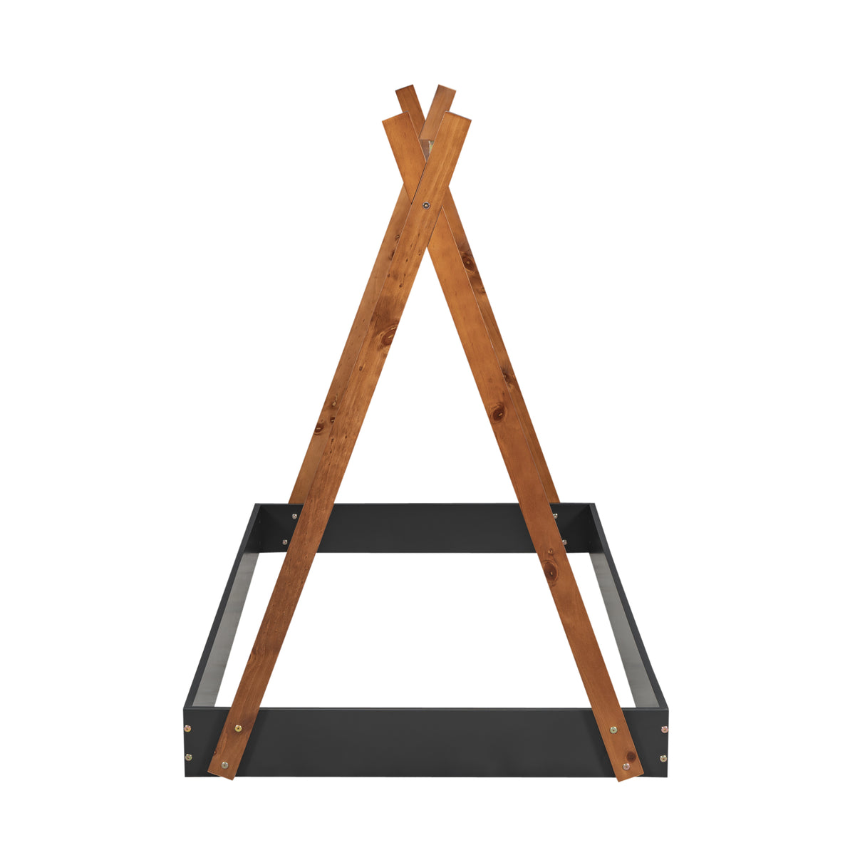 Twin Bed with Triangle Tent Frame Brown