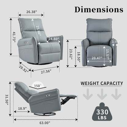 Electric Swivel Rocking Chair Blue Gray