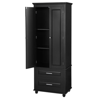Tall Black Storage Cabinet with Drawers