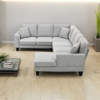 Modern U-Shape Sectional Sofa Light Gray