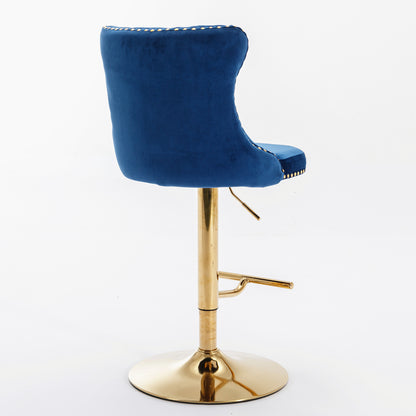 Modern Bar Stools Set of 2 Blue White