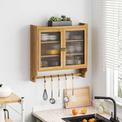 Retro Wood Double Door Kitchen Cabinet with Storage