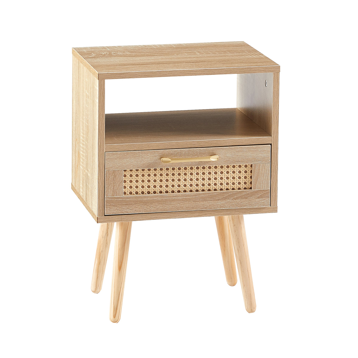 Rattan End Table with Drawer Natural Finish