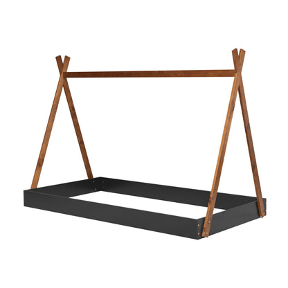 Twin Bed with Triangle Tent Frame Brown