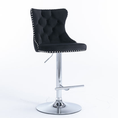 Modern Chrome Bar Stool Set (2 pcs) – Black