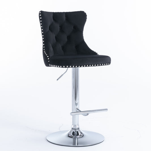 Modern Chrome Bar Stool Set (2 pcs) – Black
