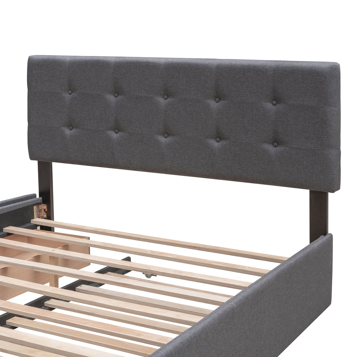 Upholstered Platform Bed Queen Dark Gray