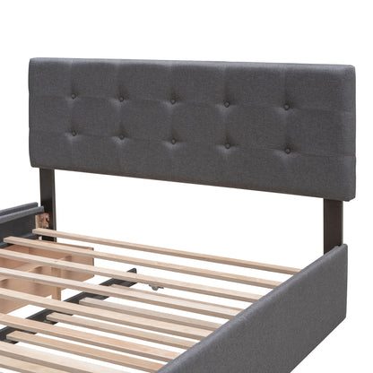 Upholstered Platform Bed Queen Dark Gray