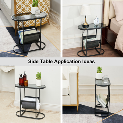 Oval Glass End Tables Set of 2
