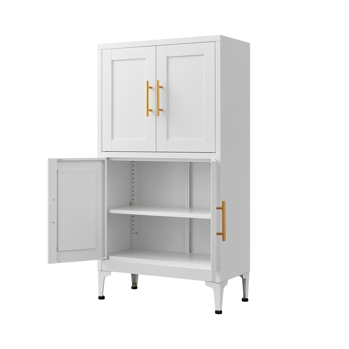 White Metal Kitchen Storage Cabinet Adjustable Shelf