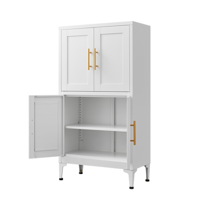 White Metal Kitchen Storage Cabinet Adjustable Shelf