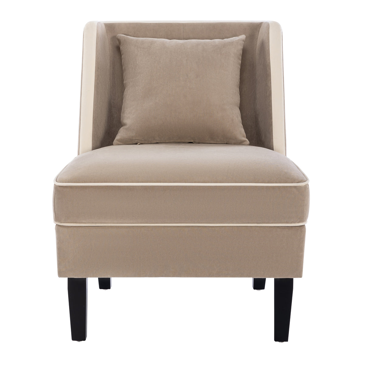 Velvet Wingback Accent Chair – Tan & Cream
