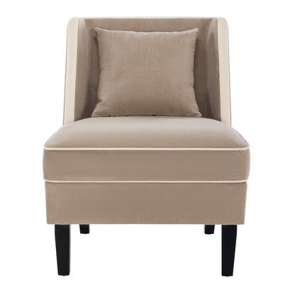 Velvet Wingback Accent Chair – Tan & Cream