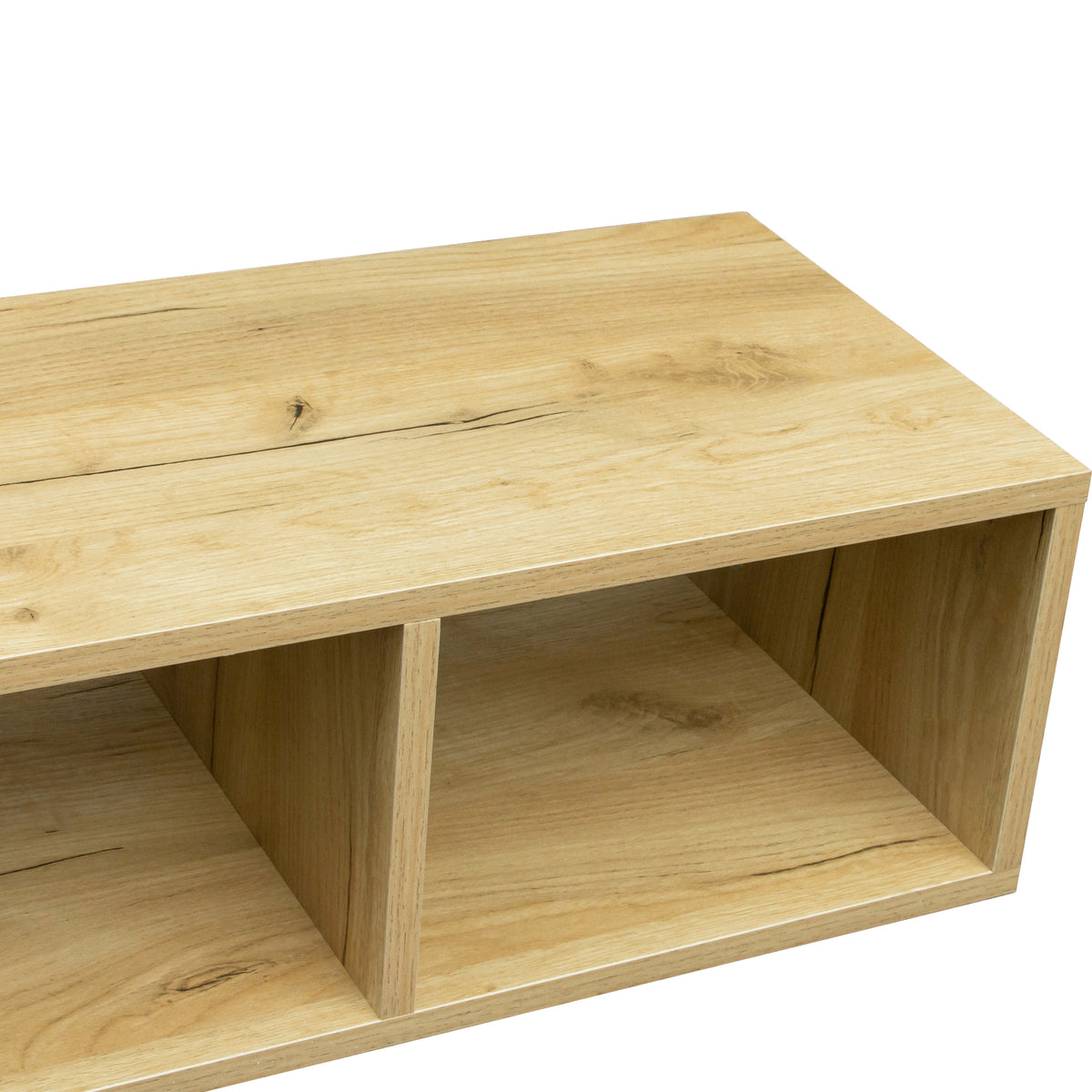 L-Shaped Oak Display Shelf – Modern Storage Unit