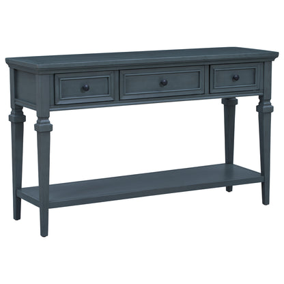 Navy Wood Console Table with Drawers