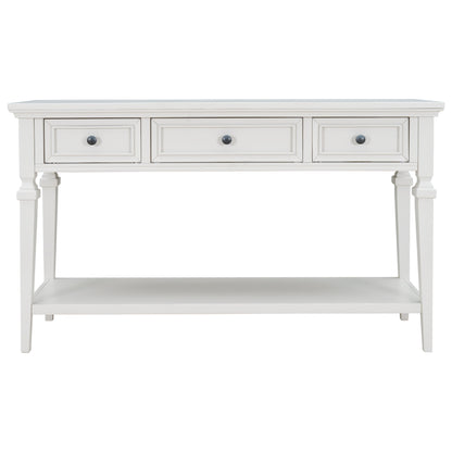 White Wood Console Table with Drawers