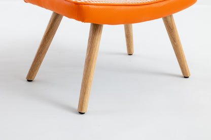 Wooden Step Ottoman with Cushion Orange