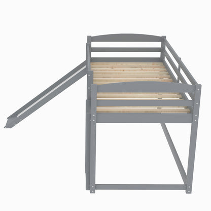Twin Over Twin Bunk Bed with Slide Gray