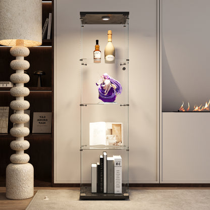 4-Layer LED Glass Display Cabinet Black