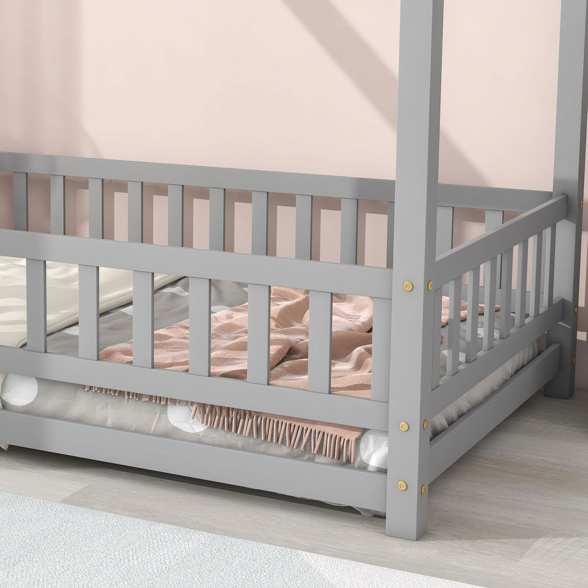 Twin Floor Bed Grey