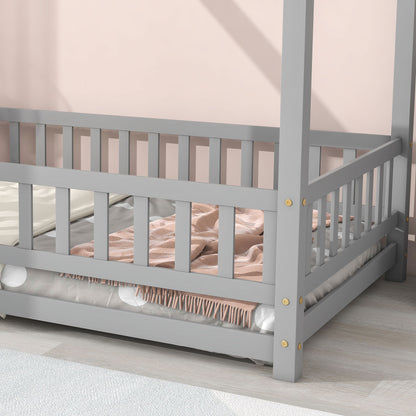 Twin Floor Bed Grey
