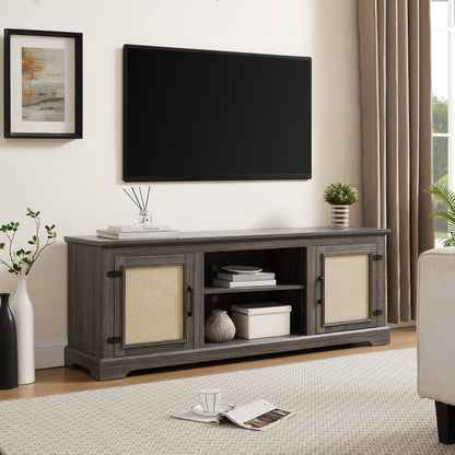 Rattan TV Stand Gray