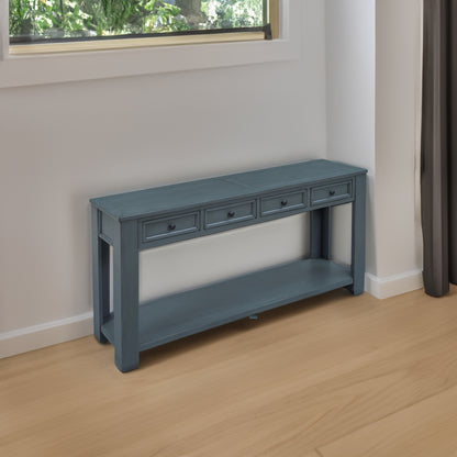 Console Table with Storage Drawers Navy