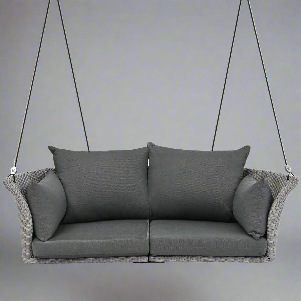 Hanging Swing Chair with Ropes Wicker Cushion