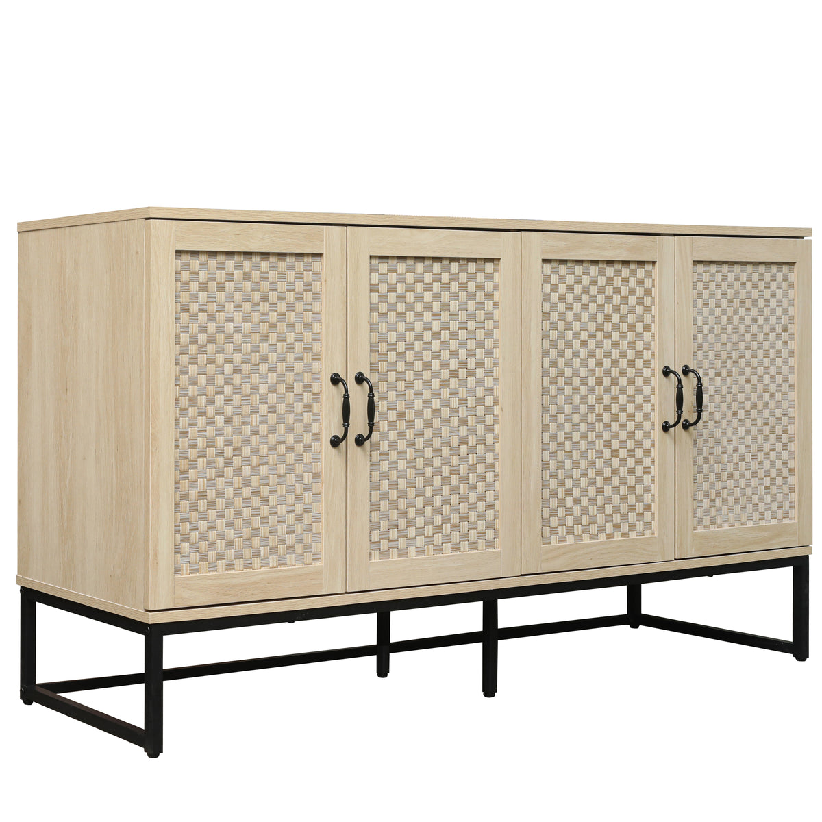 Rattan 4-Door Sideboard Natural