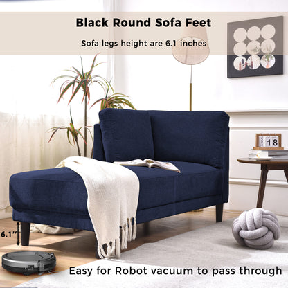Mid-Century Linen Chaise Lounge – Blue