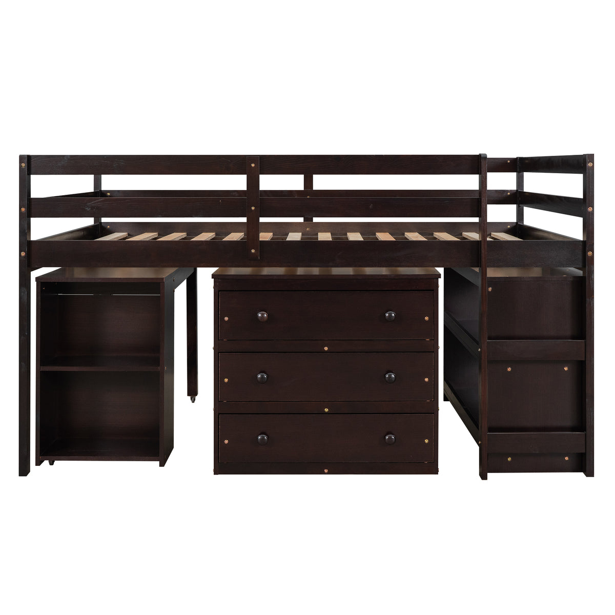 Full Loft Bed with Cabinet Espresso