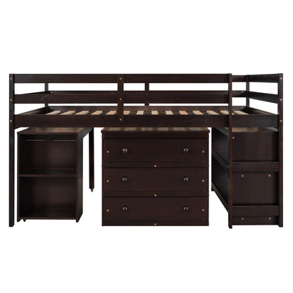 Full Loft Bed with Cabinet Espresso