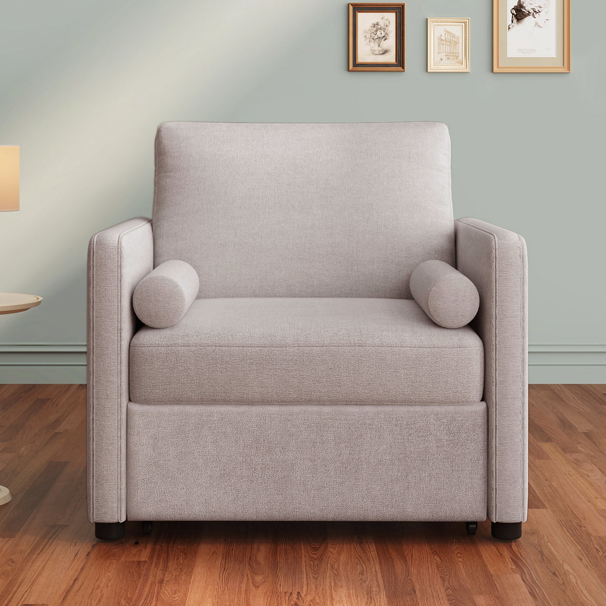 3-in-1 Sleeper Chair Bed Linen Tan