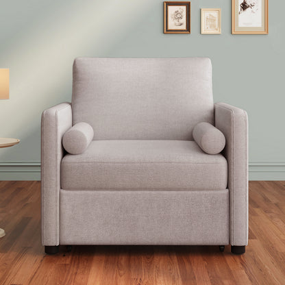 3-in-1 Sleeper Chair Bed Linen Tan