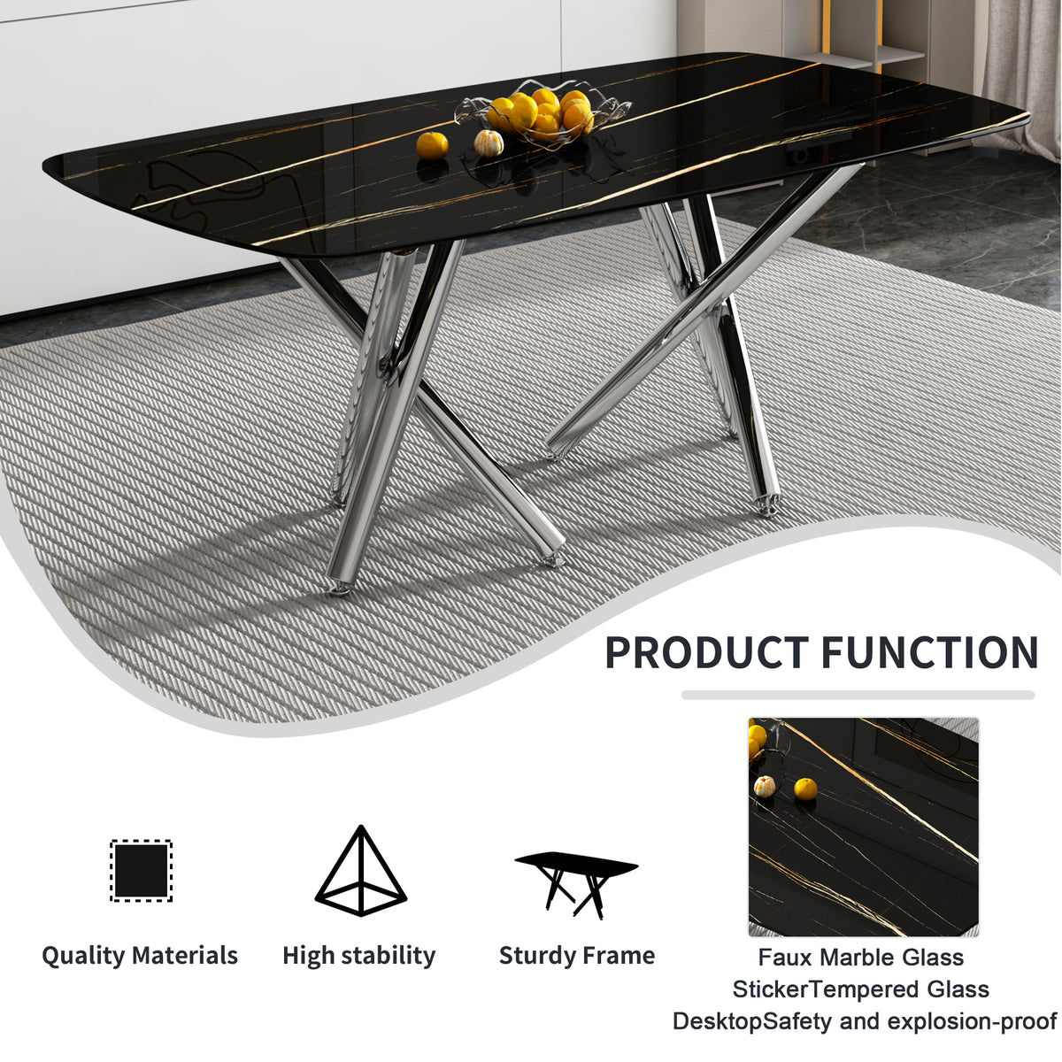 Large Minimalist Dining Table Gray