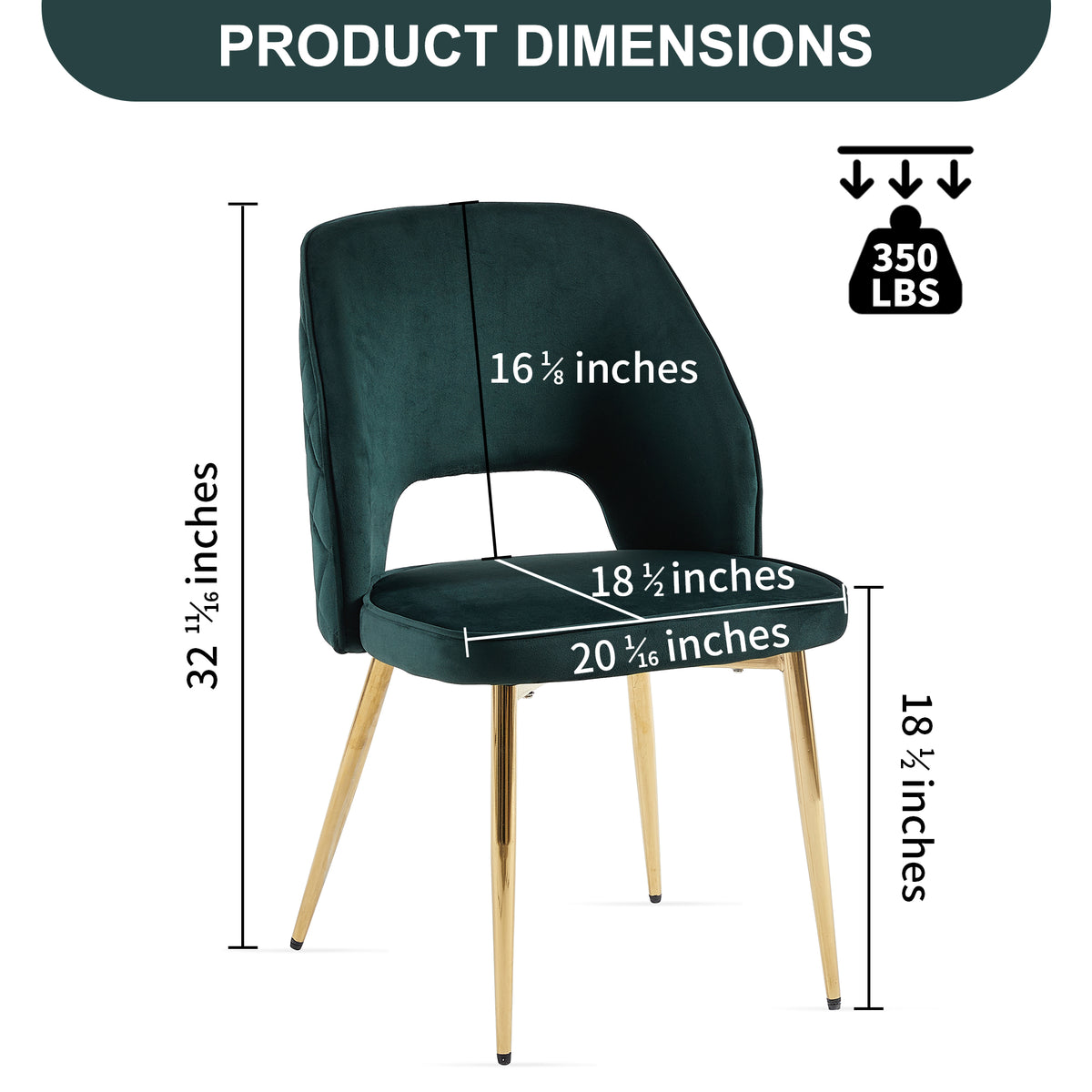 Emerald Velvet Dining Chair Set (4 pcs) – Gold Legs