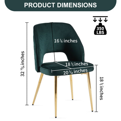 Emerald Velvet Dining Chair Set (4 pcs) – Gold Legs