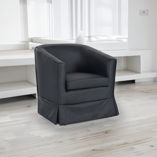 Wide Swivel Lounge Chair – Black