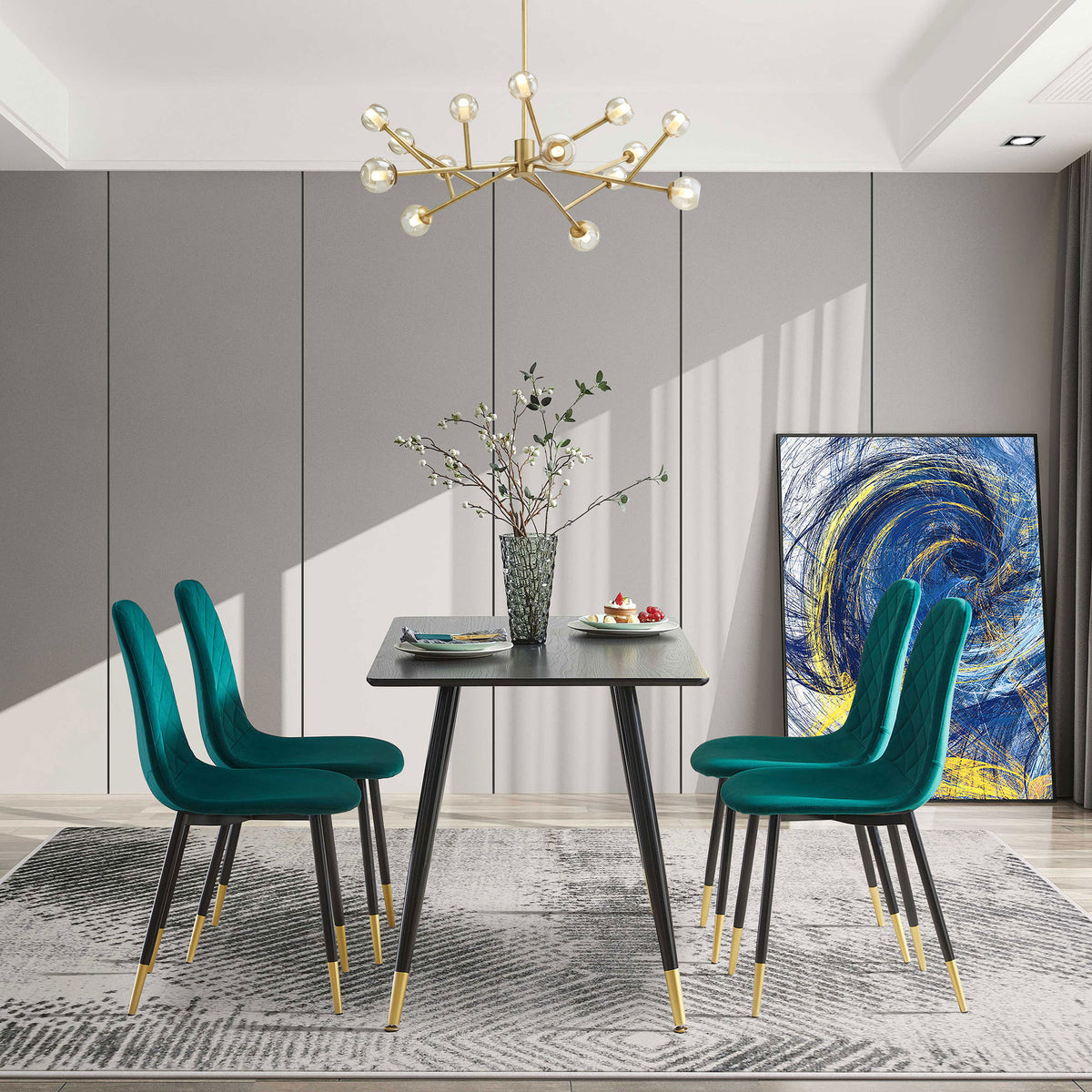 Modern Black MDF Kitchen Dining Table