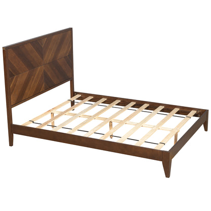 Mid-Century Platform Bed Walnut Queen