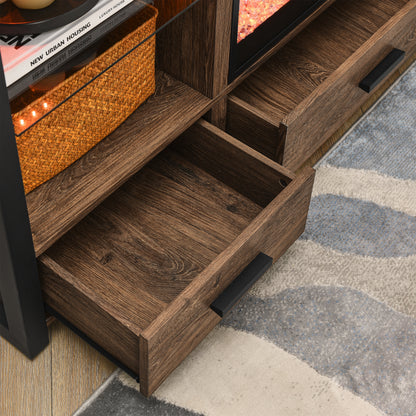 60-Inch Electric Fireplace Media Console Barnwood Finish