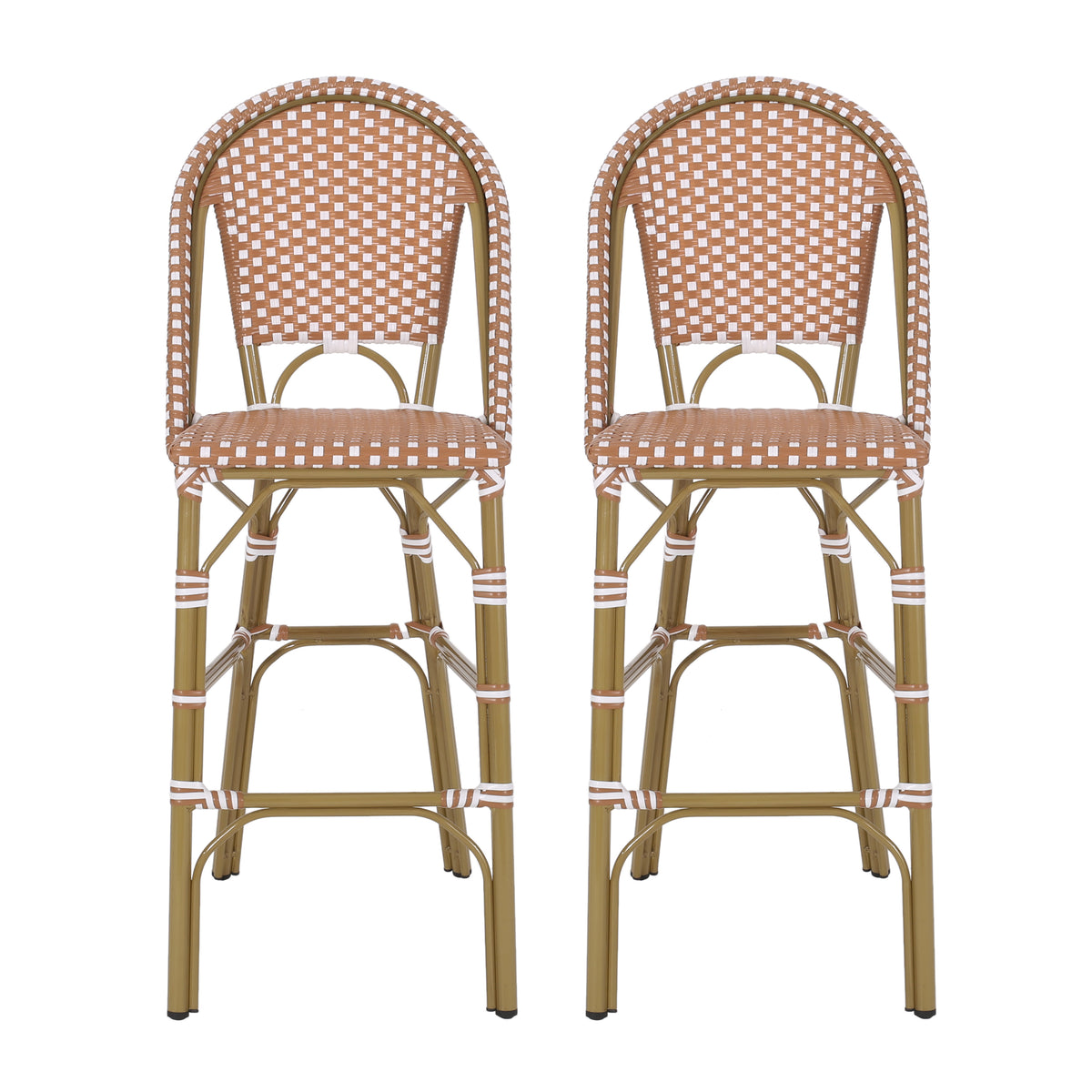 Aluminum Wicker Bar Stool Set of 2
