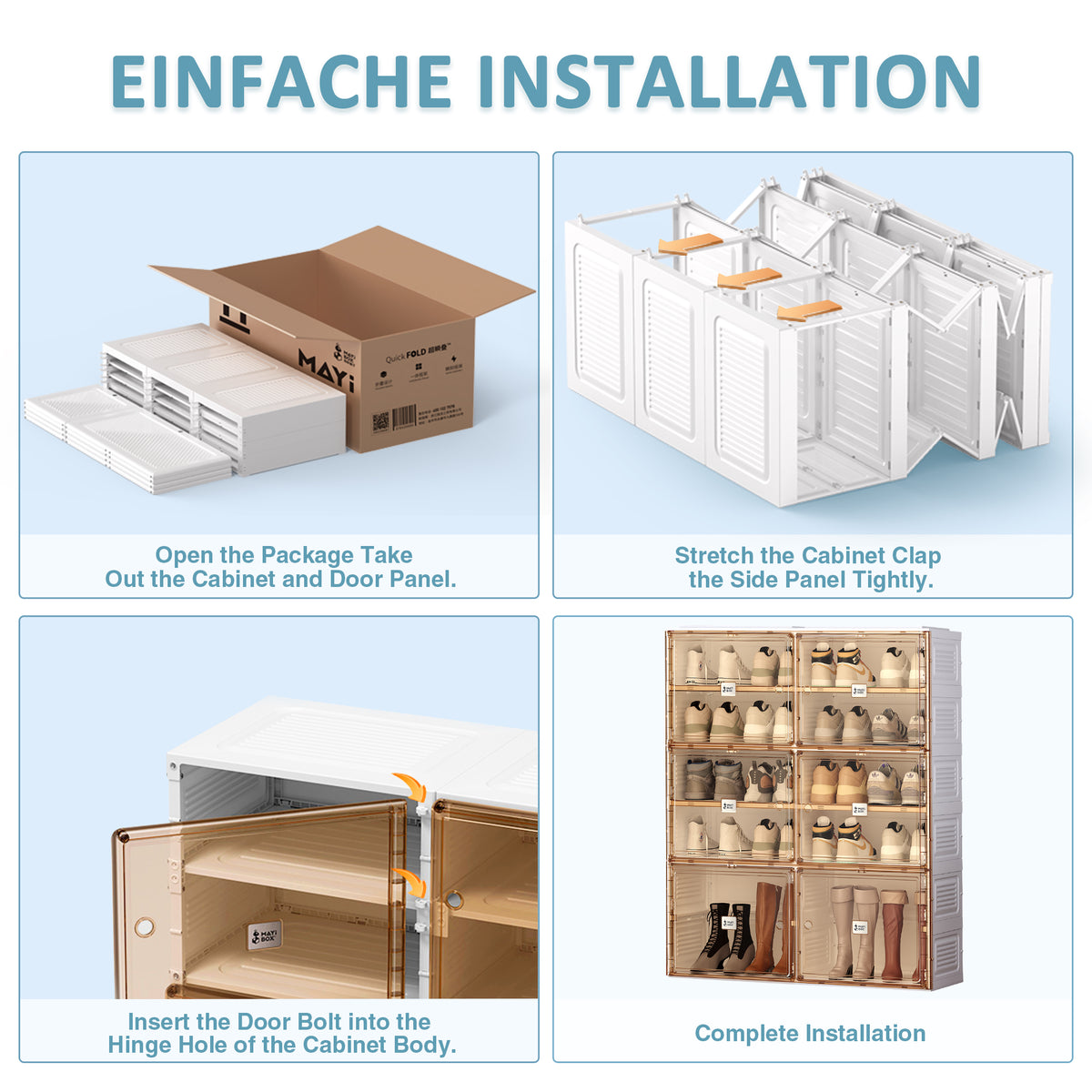 Stackable Shoe Storage Cabinet with Doors and Shelves
