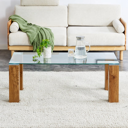 Glass-Top Coffee Table Set of 2 Transparent