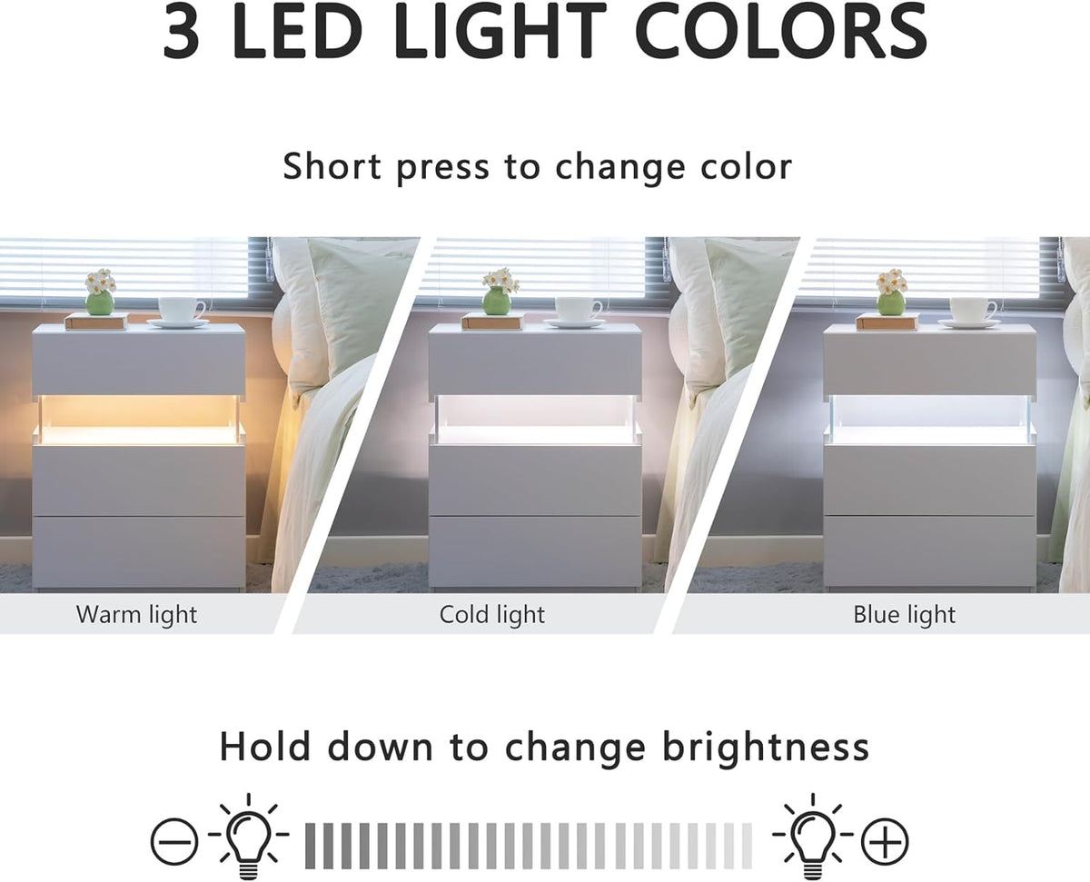 LED Bedside Table White