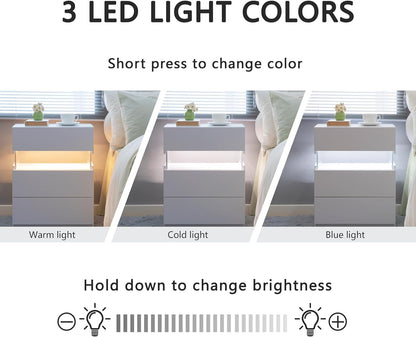 LED Bedside Table White